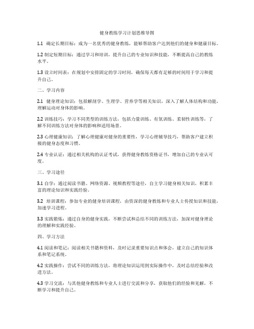 健身教练学习计划思维导图