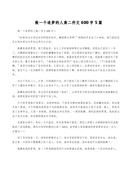 做一个追梦的人高二作文600字5篇