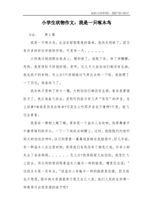 小学生状物作文:我是一只啄木鸟