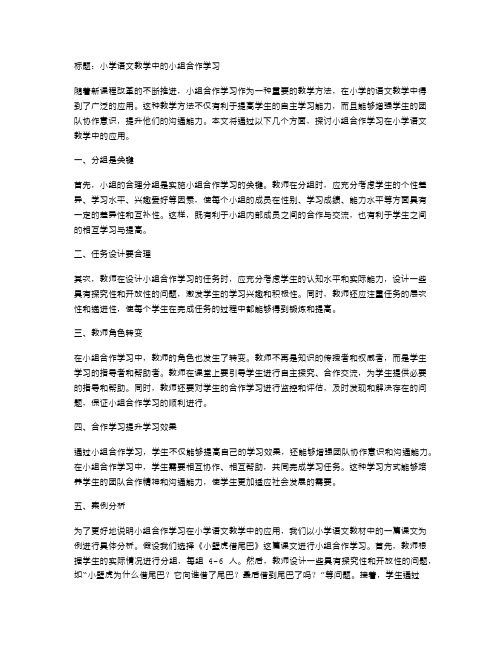 小学语文教学中的小组合作学习