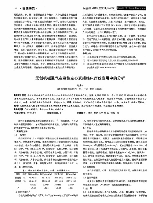 无创机械通气在急性左心衰竭临床疗效应用中的分析