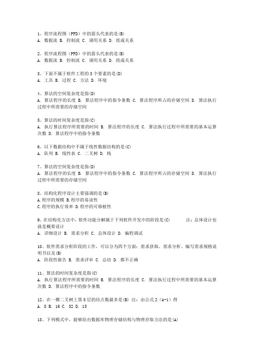 2012江西省全国计算机等级考试二级VB笔试试卷及参考答案考试技巧、答题原则