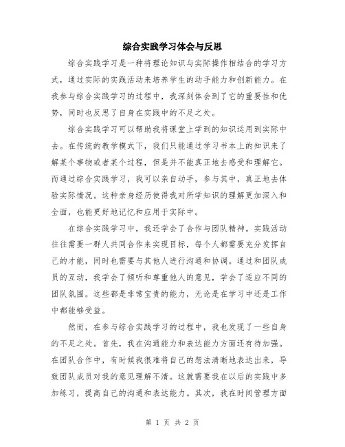 综合实践学习体会与反思