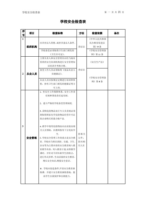 学校安全检查表