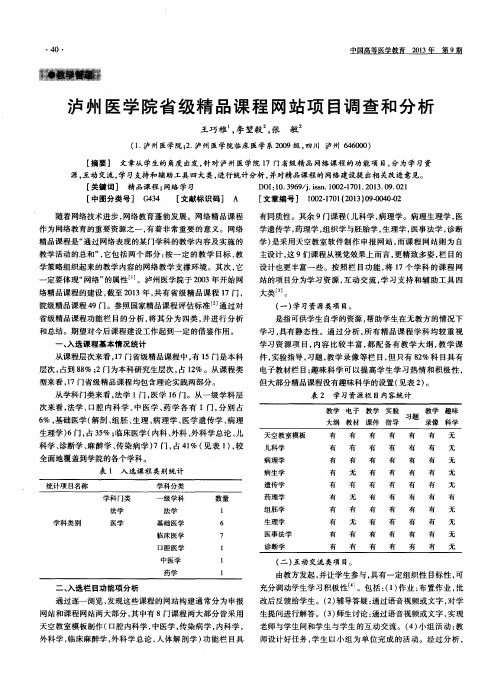 泸州医学院省级精品课程网站项目调查和分析