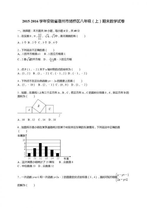 2015-2016学年宿州市埇桥区八年级上期末数学试卷含答案解析