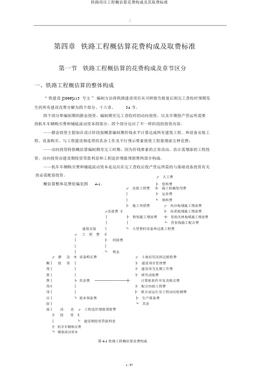 铁路项目工程概预算费用组成及其取费标准