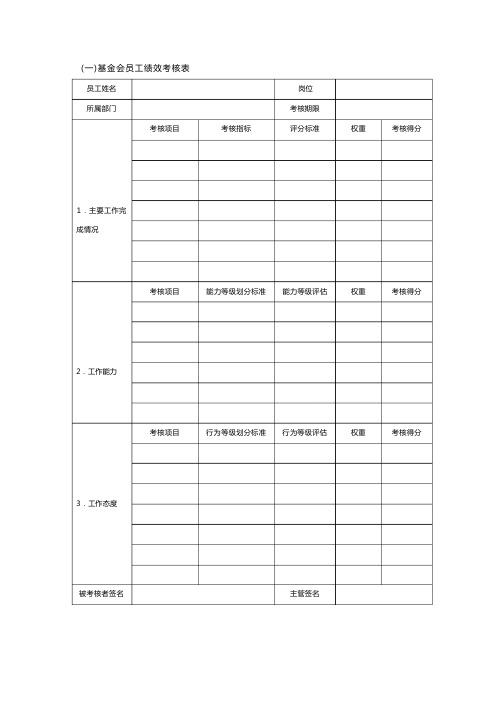 基金会员工绩效考核表