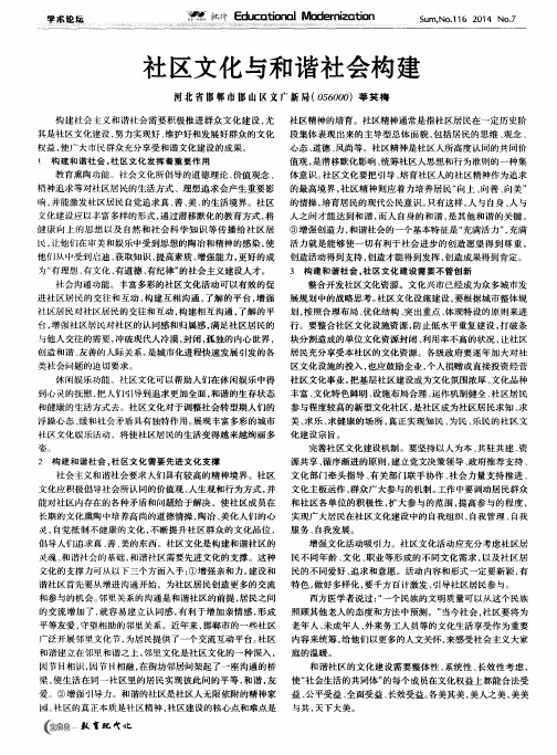 社区文化与和谐社会构建