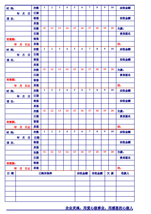 美容顾客消费记录表