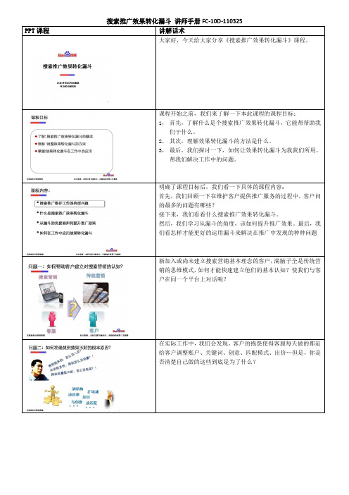 搜索推广效果转化漏斗_讲师手册FC-10D-110325