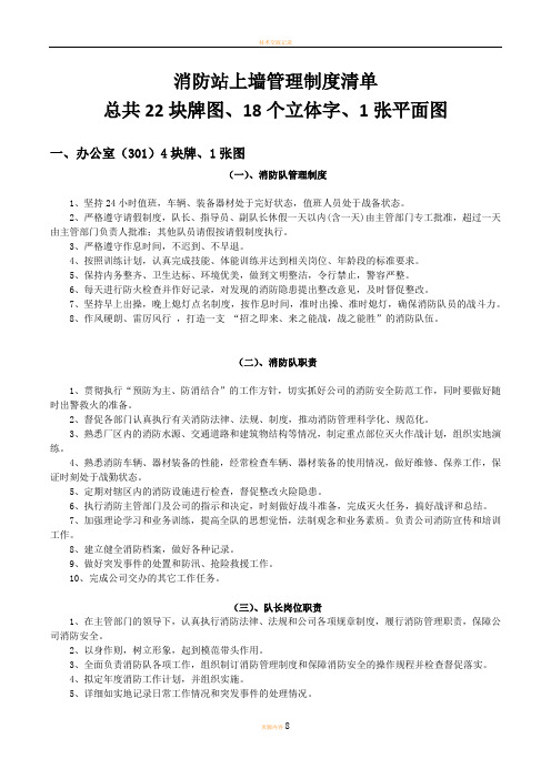 消防站上墙管理制度清单