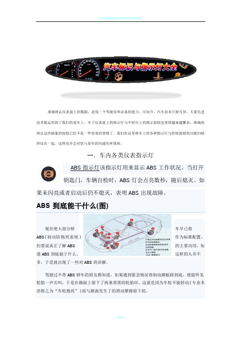 汽车表示与仪表盘指示灯大全