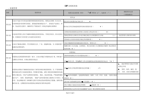 GMP自检检查表