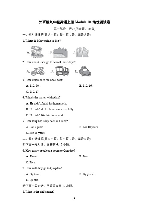 外研版九年级英语上册Module 10 培优测试卷含答案