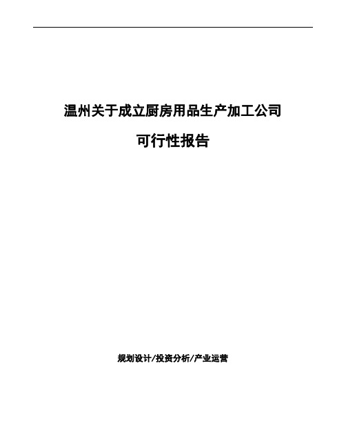 温州关于成立厨房用品生产加工公司可行性报告