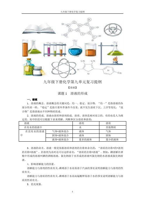 九年级下册化学第九单元复习提纲