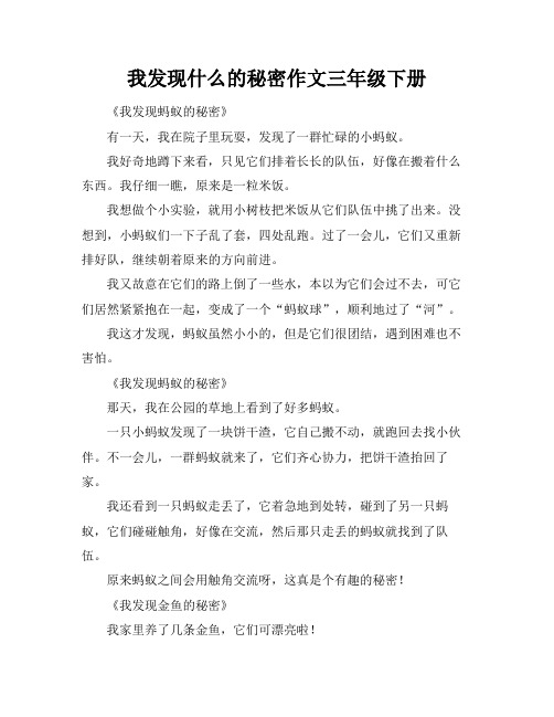 我发现什么的秘密作文三年级下册