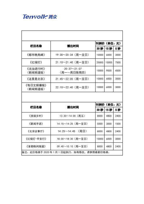 北京电视台广告价格及北京广播电视台广告投放