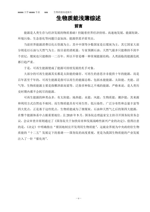 生物质能综述报告