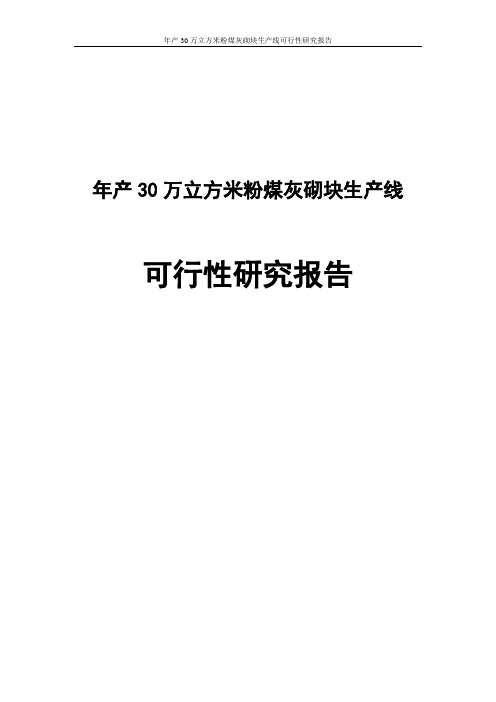 年产30万立方米粉煤灰砌块生产线可行性研究报告(终稿)