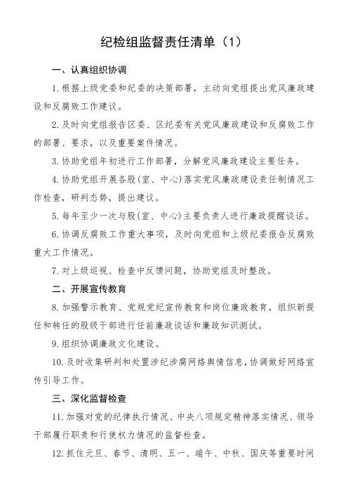 2020年纪检组监督责任清单2篇(范文)