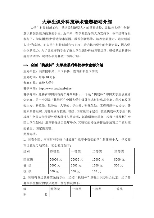 大学生课外科技学术竞赛活动介绍