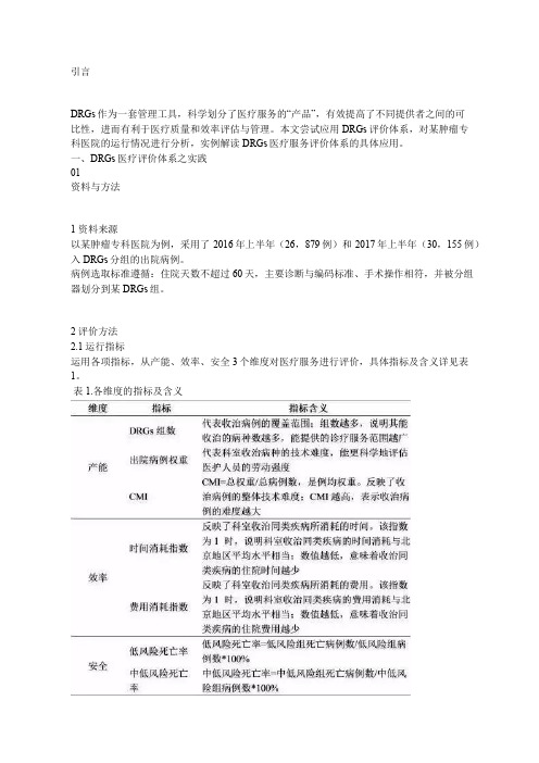 DRGs应用之医院管理绩效评价