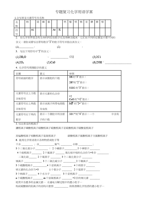 专题复习化学用语学案.doc