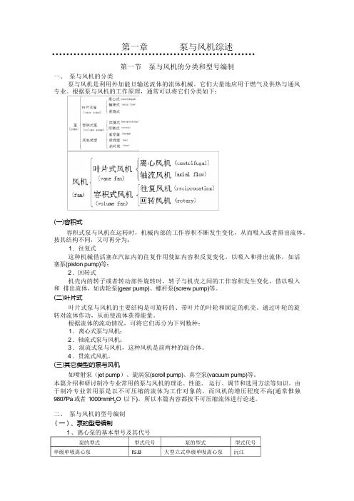 (完整版)泵与风机的分类及其工作原理