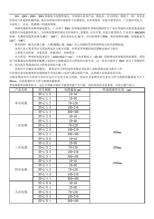 1KV,20KV,35KV热缩电缆端头使用说明书