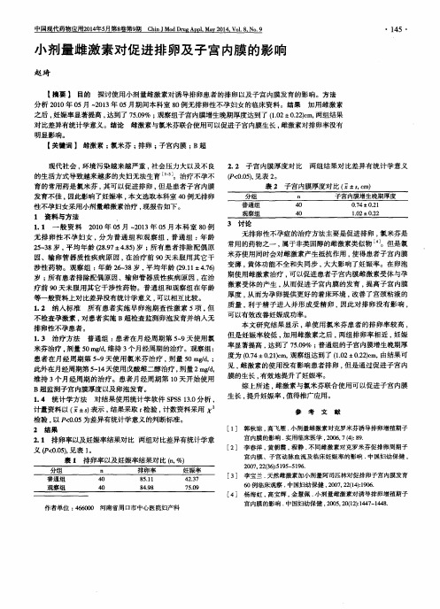 小剂量雌激素对促进排卵及子宫内膜的影响