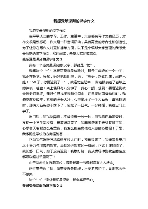 我感受最深刻的汉字作文