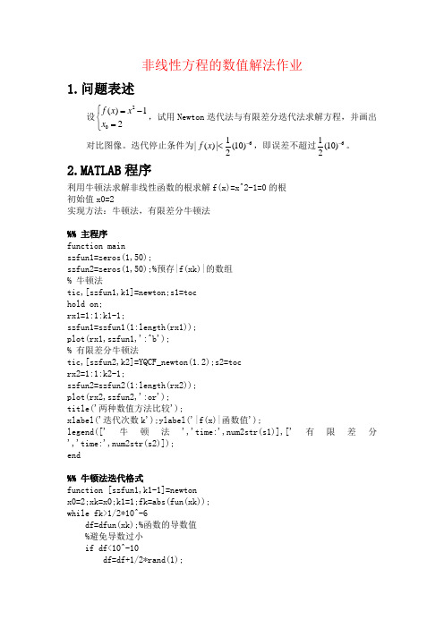 Newton迭代法与有限差分迭代法求解方程