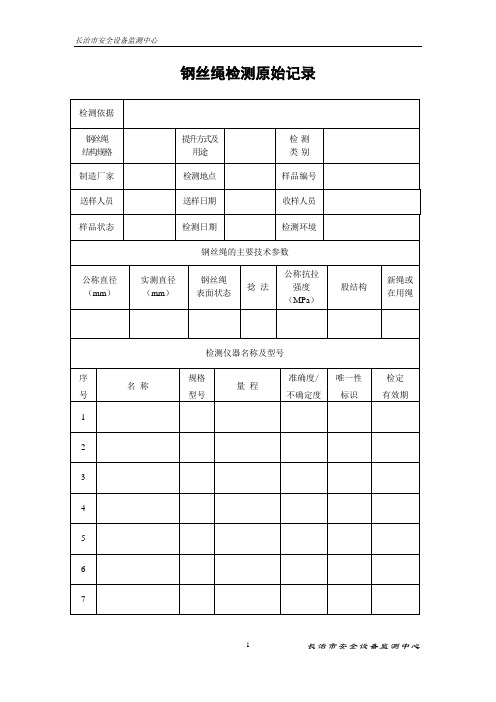 钢丝绳原始记录表