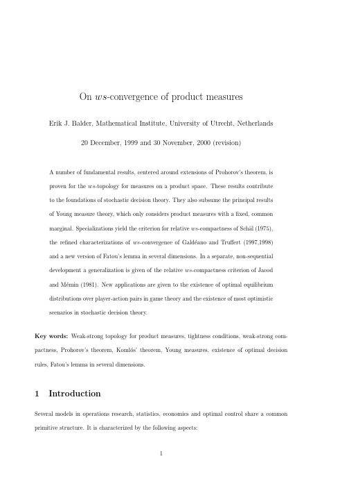 On ws-convergence of product measures