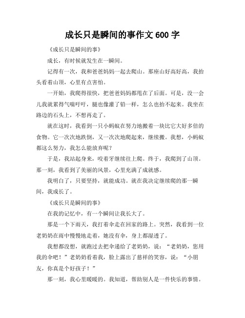 成长只是瞬间的事作文600字