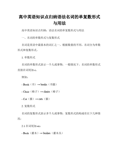 高中英语知识点归纳语法名词的单复数形式与用法