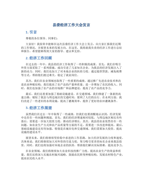 县委经济工作大会发言