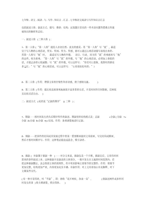 七年级语文阅读与写作知识点汇总(20200804230056).pdf