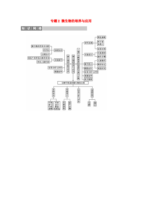 高中生物 专题2 微生物的培养与应用专题小结导学案 新人教版选修1.doc