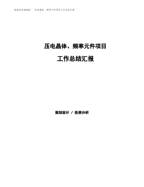 压电晶体、频率元件项目工作总结汇报