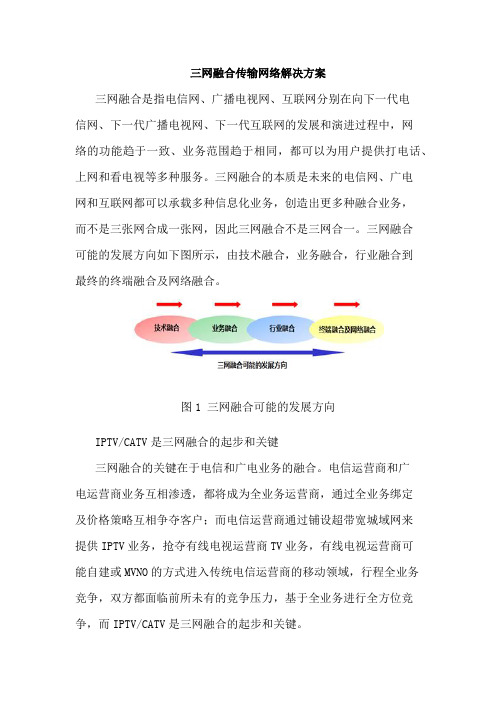 三网融合传输网络解决措施