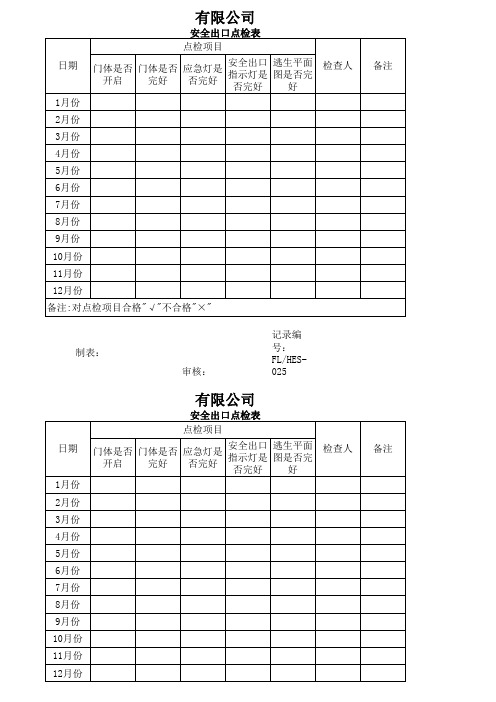 安全出口点检表