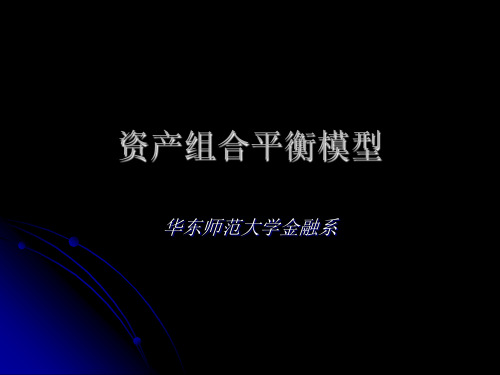 资产组合均衡模型分析