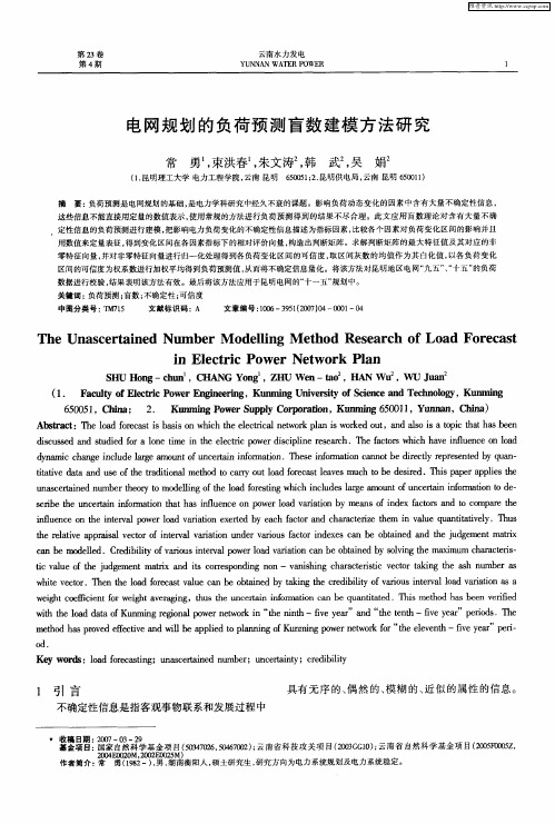 电网规划的负荷预测盲数建模方法研究