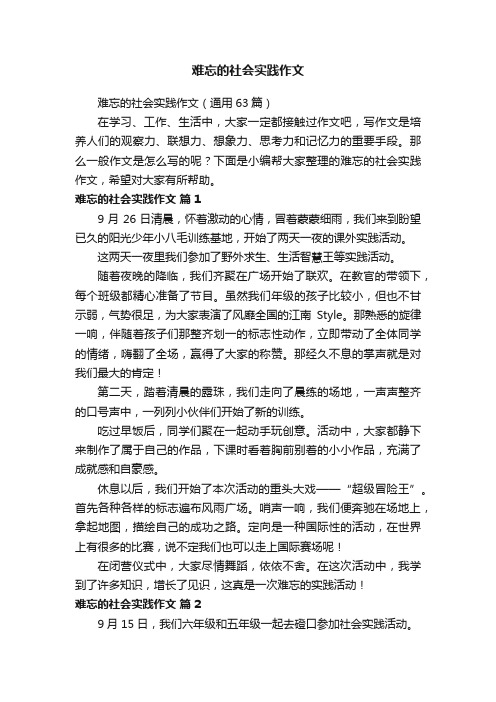 难忘的社会实践作文