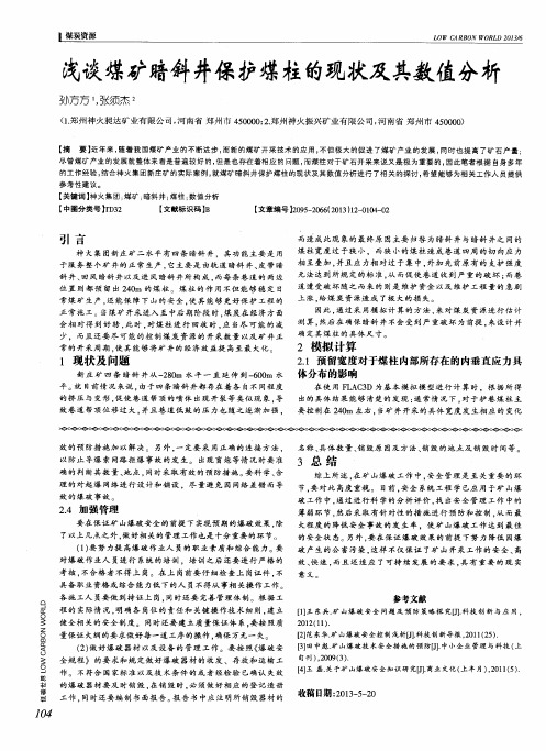 浅谈煤矿暗斜井保护煤柱的现状及其数值分析