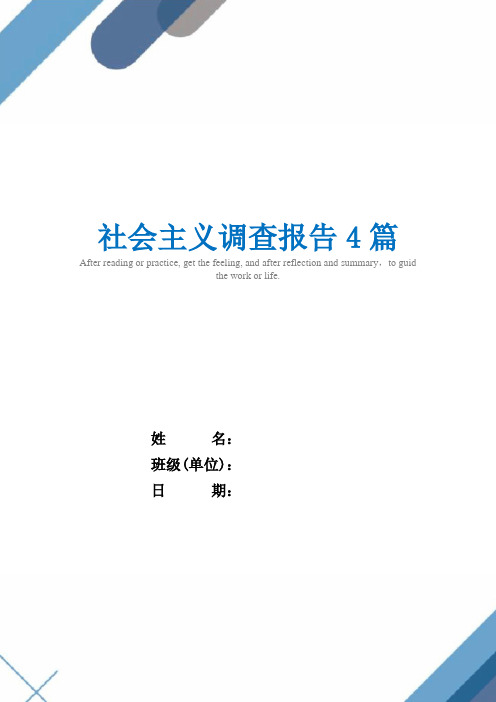 社会主义调查报告4篇精选