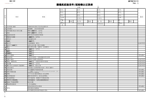 摄像机组装首件巡检记录表